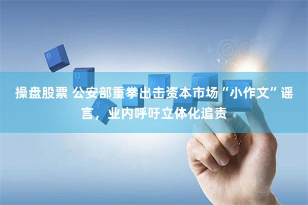 操盘股票 公安部重拳出击资本市场“小作文”谣言，业内呼吁立体化追责